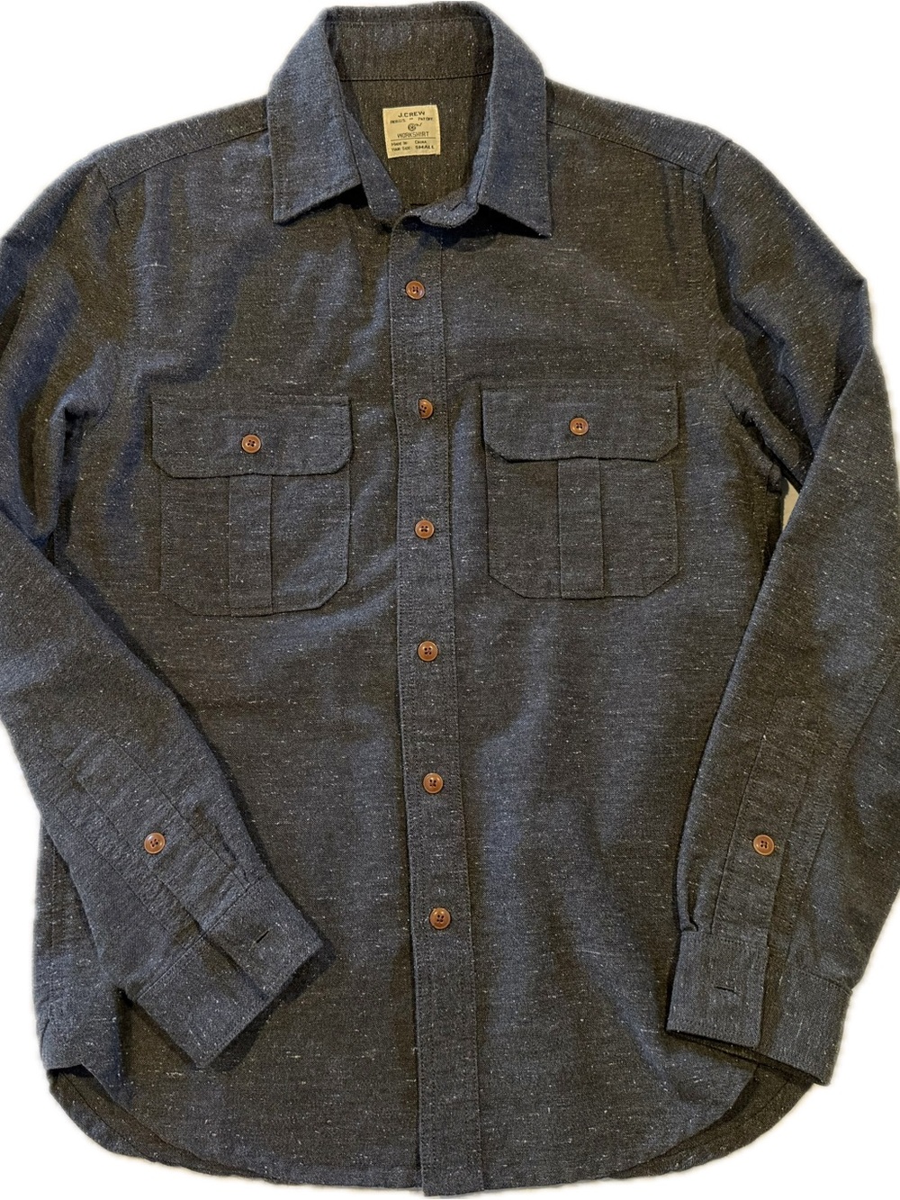 J Crew Men's Dark Gray Long-Sleeve Button-Up Work Shirt Small